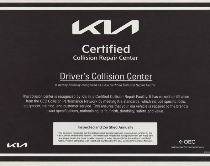 Reconocido por Kia como instalación equipada y capacitada para la preservación de acabados y durabilidad original.